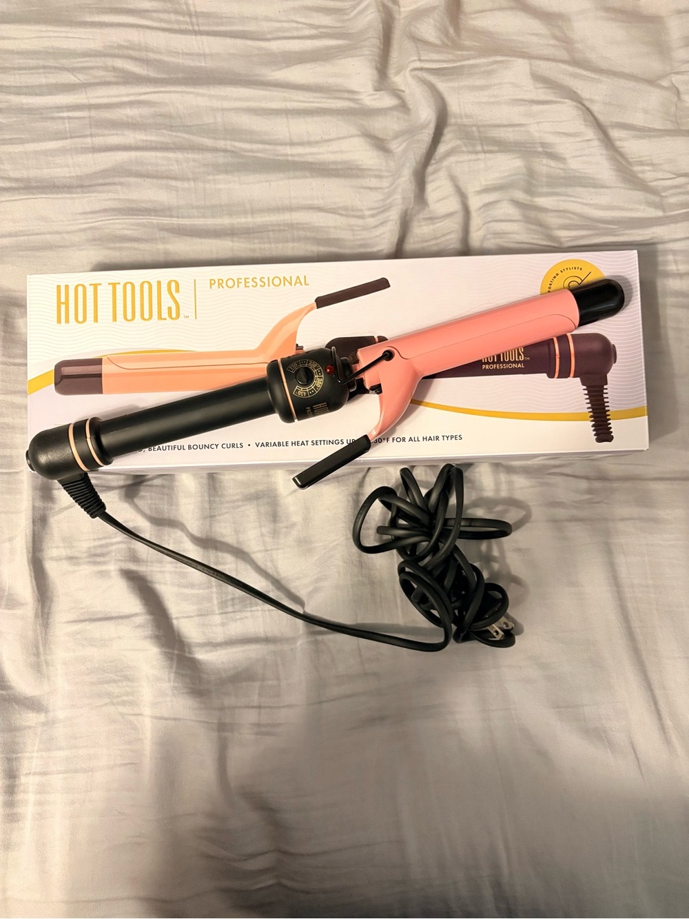 RARE Hot Tools Professional Pink Ceramic Long Barrel Curling Iron 1”